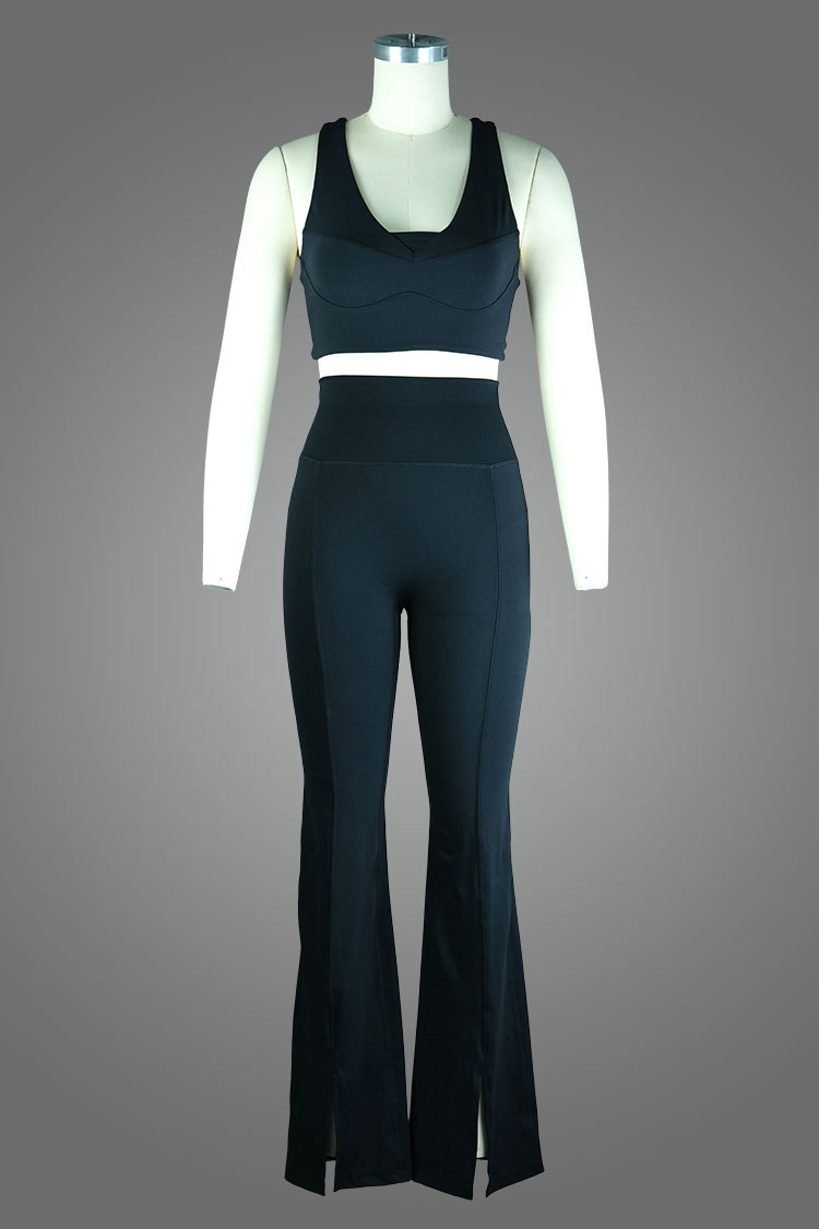 High Waisted Split Hem Flared Yoga Pant