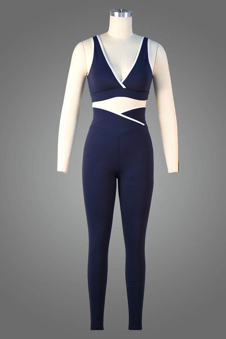 Contrast Trim Wrap High Waisted Legging