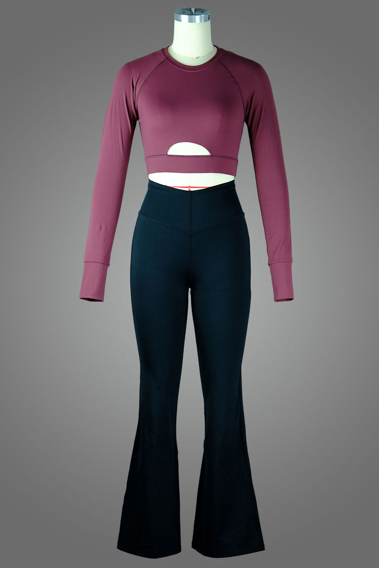 Long Sleeve Crop Keyhole Top